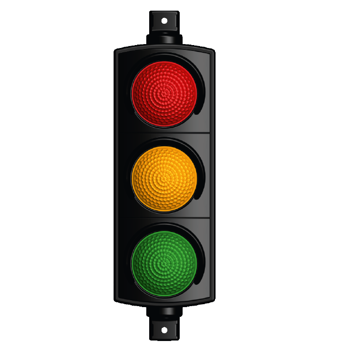 Közlekedési lámpa, piros-sárga-zöld színű LED