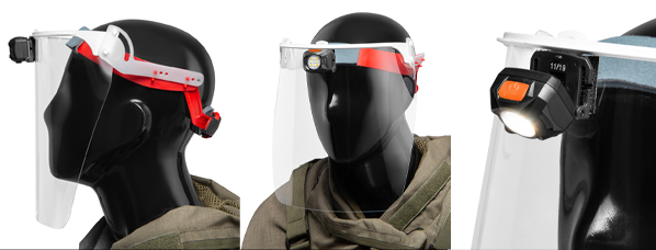 HEADLAMP with integrated protective visor